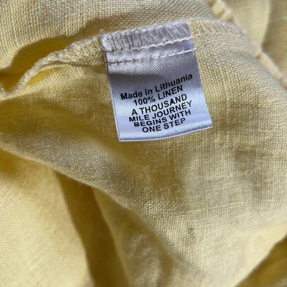 Flax Pants Womens Large Yellow Linen Wide Leg High Rise‎ Lightweight Casual Boho - Picture 8 of 13